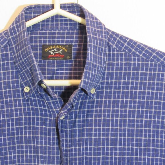 Paul & Shark Yachting Mens Shirt Blue Striped Made in Italy Sz 16/41 Large VG+ - Picture 1 of 12